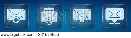 Set Received Message Concept, Delete Envelope, Envelope With Star And Speech Bubble With Envelope. S