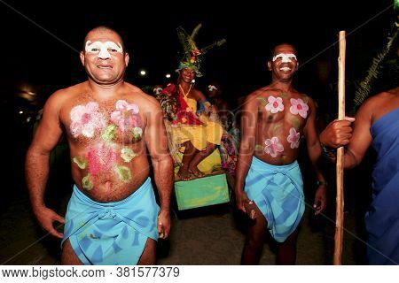 Caravelas, Bahia / Brazil - February 13, 2010: Members Of The Carnival Block \