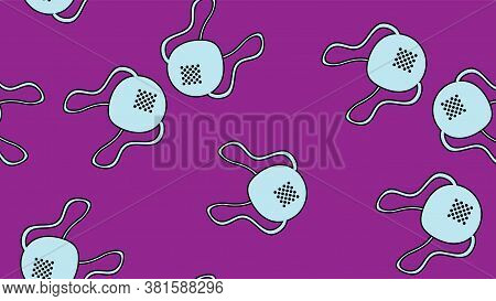 Endless Seamless Pattern With Medical Disposable Masks And Respiratory Masks For Protection Against 