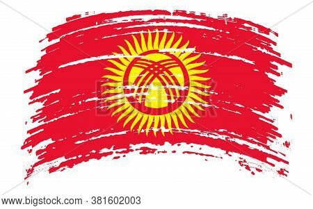 Kyrgyzstan Flag In Grunge Brush Stroke, Vector