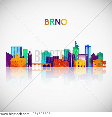 Brno Skyline Silhouette In Colorful Geometric Style. Symbol For Your Design. Vector Illustration.