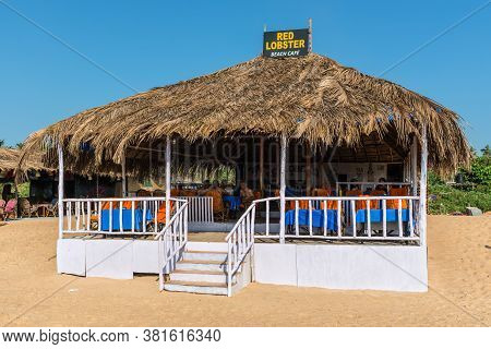 Candolim, North Goa, India - November 23, 2019: Exterior Of The Red Lobster Beach Cafe Located On Th