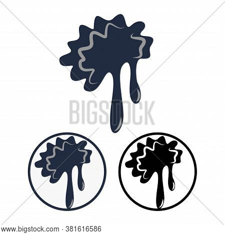 Simple Flat Vector Sludge Or Slime Spot Icon. Round Black And White And Color Mud Smudge Symbolic Si