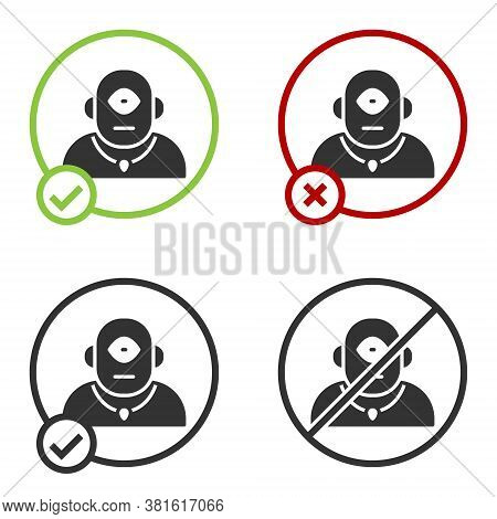 Black Cyclops Icon Isolated On White Background. Circle Button. Vector