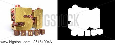 Inscription In German 51 Years, Consisting Of A Gold Number Fifty-one And Round Candies Filling The 