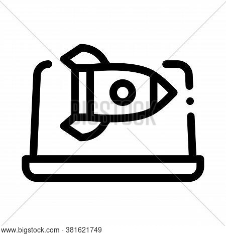 Fast Working Web Site Rocket Laptop Screen Icon Vector. Fast Working Web Site Rocket Laptop Screen S
