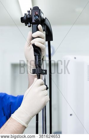 The Endoscope Is In The Hands Of The Doctor