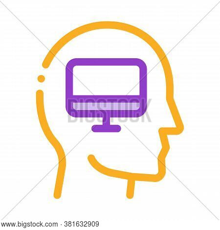 Human Think About Computer Icon Vector. Human Think About Computer Sign. Color Symbol Illustration
