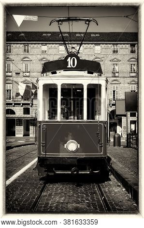 Vintage Looking Photo Of The Historical Tramway Line Number Ten (from Crocetta To Regio Parco Street