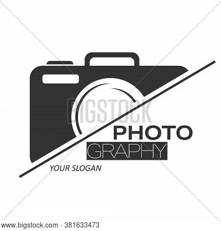 Template With A Camera Silhouette, For A Photographer, Photo Studio And Creative Company, Isolated O