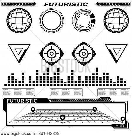 Black And White Spheres For The Futuristic User Interface Hud