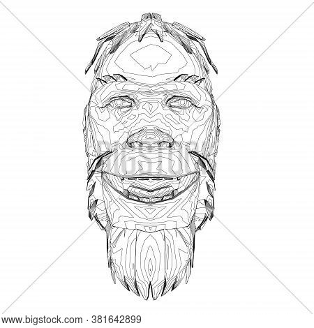 Contour Head Of A Neanderthal. Contour Head Of A Prehistoric Man