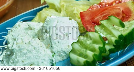 Bulgarian  Thracian Salad Snejanka Balkan Cuisine Close Up