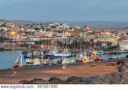 Luderitz, Namibia - June 15, 2011: A Night View Of Luderitz As Seen From Top Opf The Old Lighthouse 