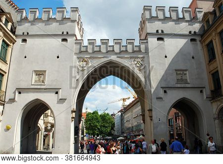 Munich / Germany - August 8, 2012: Karlstor Gate, The Main Entrance Of Old Town Munich