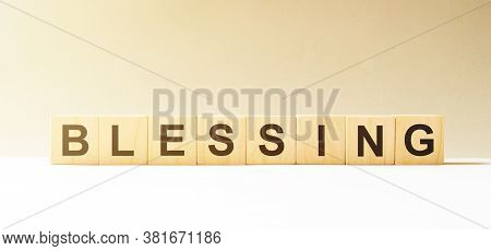 Word Blessing Made With Wood Building Blocks