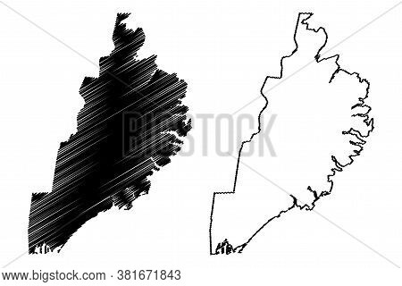 Eastern Region (iceland Island, Regions Of Iceland) Map Vector Illustration, Scribble Sketch Austurl