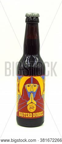 Almere, The Netherlands - August 9, 2020: Bottle Of Stijl Basterd Dubbel, Brewed By Brouwerij Stijl.