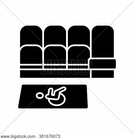 Accessible Seating Black Glyph Icon. Accessible Seats For Disabled People. Public Transport Services