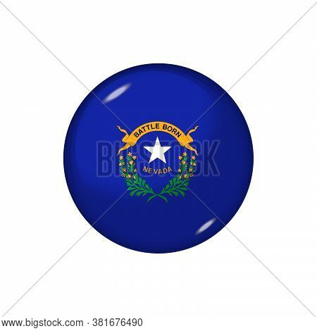 Icon Flag Of Nevada . Round Glossy Flag. Vector Illustration. Eps 10