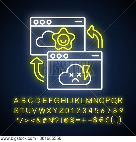 Permanent Redirect Neon Light Icon. Outer Glowing Effect. Webpage Access Problem. Web Address Change