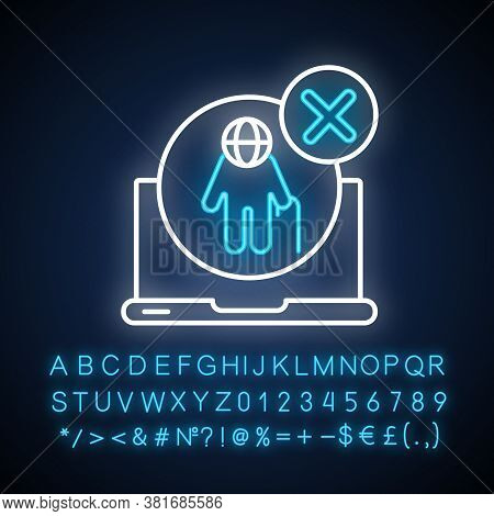 Version Not Supported Neon Light Icon. Outer Glowing Effect. Website Access Problems. Web Error Noti