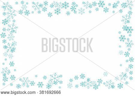 Flying Snowflakes Frame. Winter Decoration Element Isolated On The White Background..