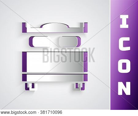 Paper Cut Bedroom Icon Isolated On Grey Background. Wedding, Love, Marriage Symbol. Bedroom Creative