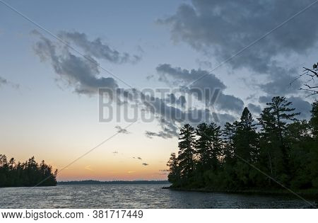 Twilight Silhouettes In The North Woods On Bayley Bay In Quetico Provincial Park In Ontario