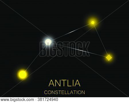 Antlia Constellation. Bright Yellow Stars In The Night Sky. A Cluster Of Stars In Deep Space, The Un