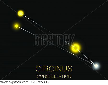 Circinus Constellation. Bright Yellow Stars In The Night Sky. A Cluster Of Stars In Deep Space, The 