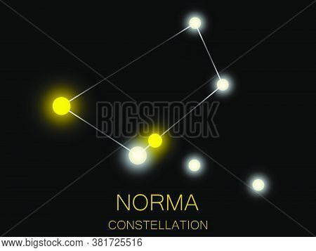 Norma Constellation. Bright Yellow Stars In The Night Sky. A Cluster Of Stars In Deep Space, The Uni