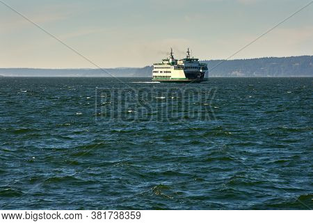 Washington State Ferry Puget Sound. A Washington State Ferry On Puget Sound. Washington State.
