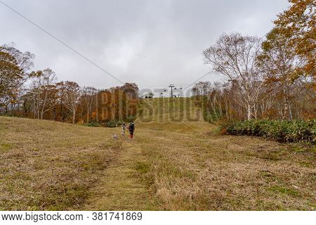 Naeba, Yuzawa, Niigata Prefecture, Japan - Oct 21 2019 : Tashiro Ski Resort In Autumn Foliage Season