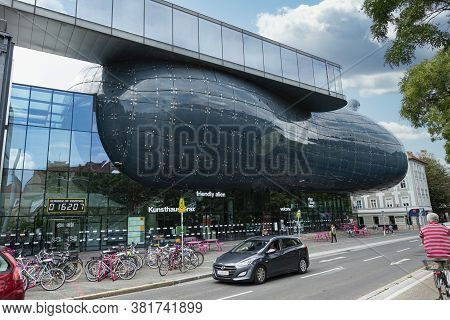 Graz, Austria. August 2020. External View Of The Kunsthaus Museum