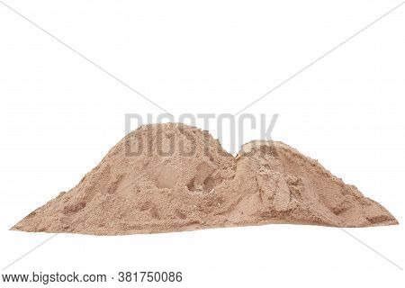 Pile Of Wet Sand In Construction Site Isolated On White Background Included Clipping Path.