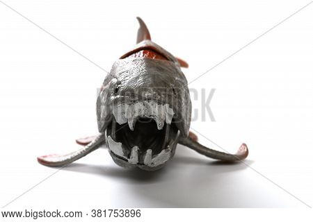Front View Of Dunkleosteus Terrelli Model On White Close Up On The Head