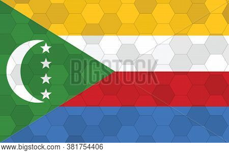 Comoros Flag Illustration. Futuristic Comoran Flag Graphic With Abstract Hexagon Background Vector. 