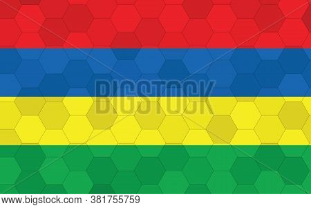 Mauritius Flag Illustration. Futuristic Mauritian Flag Graphic With Abstract Hexagon Background Vect
