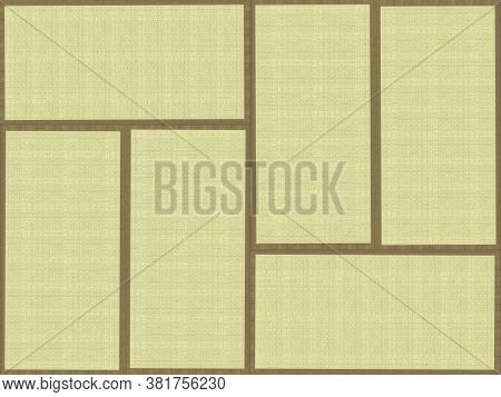 3d Rendering. Arrange Tabulate Japanese Traditional Tatami Floor Texture Wall Background.