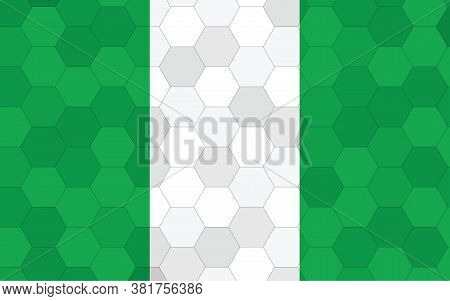 Nigeria Flag Illustration. Futuristic Nigerian Flag Graphic With Abstract Hexagon Background Vector.