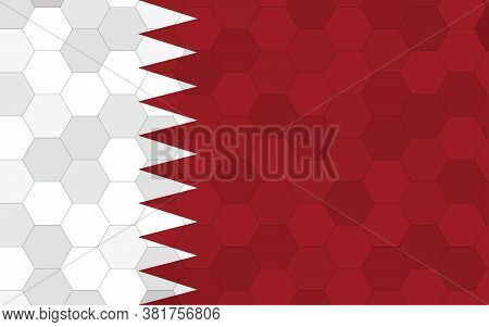 Qatar Flag Illustration. Futuristic Qatari Flag Graphic With Abstract Hexagon Background Vector. Qat