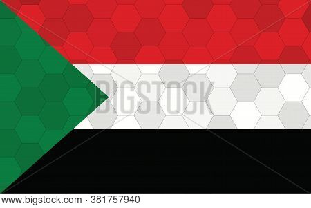 Sudan Flag Illustration. Futuristic Sudanese Flag Graphic With Abstract Hexagon Background Vector. S