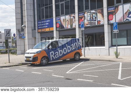 Terneuzen, The Netherlands, July 12, 2020, Van Painted In The Colors Blue, White And Orange And With