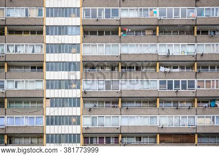 Facade Of Old Council Tower Block Taplow In Aylesbury Estate Around Walworth Area In South East Lond