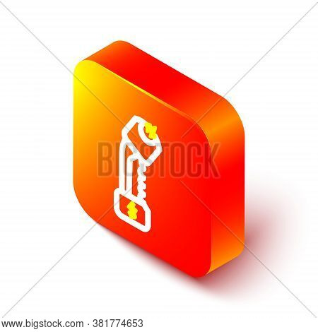 Isometric Line Police Electric Shocker Icon Isolated On White Background. Shocker For Protection. Ta