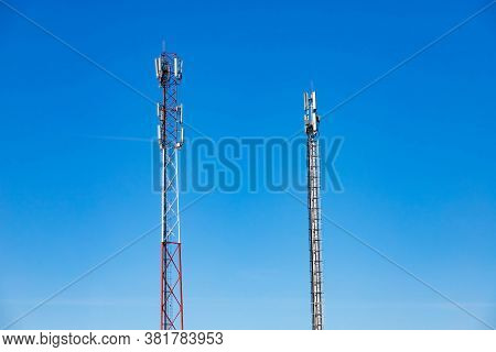 Cellular Base Station Or Base Transceiver Station. Telecommunication Tower. Wireless Communication A