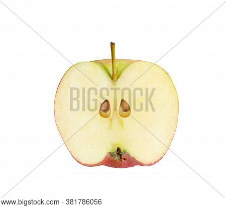 Half Ripe Red Apple On A White Background
