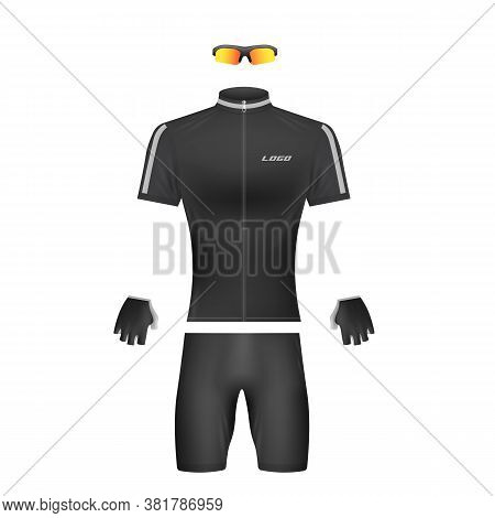 Black Bicycle Rider Uniform - Realistic Mockup Of Cycling Clothes