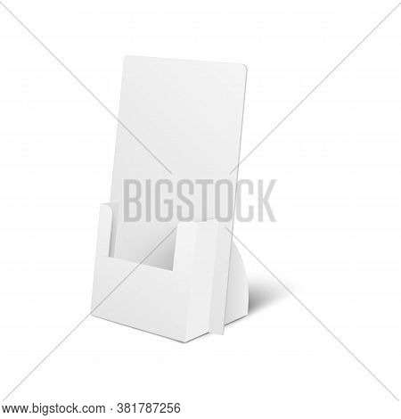 Holder Box Or Pos Cardboard Display 3d Vector Mockup Illustration Isolated.